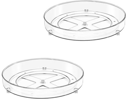 ERBO 2 Stück Drehteller Organizer 27cm, Drehteller Kühlschrank Organizer, 360° Kühlschrank Drehteller Drehplatte Gewürzhalter, Drehbarer Organizer für Küche Speisekammer Schrank Dresser