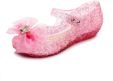 New front Fille Chaussures de Princesse Bout Fermé Sandales pour Enfant Cadeau Anniversaire Chaussures pour Déguisement Eté Soirée Mariage Saint-Nicolas Paillettes Nœuds Papillons,Rose,27