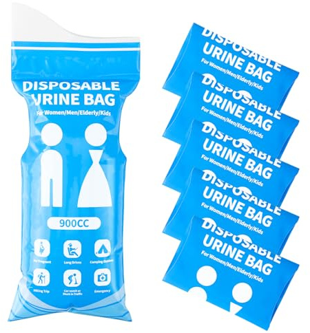 taonganui Urine Bags Pack of 6 Disposable Urine Bags for On the Go 900 ml Toilets Urine Bottles for Men, Women, Children, Pregnant Women, Patients, Portable Urinal for Camping, Car, Travel, Hiking