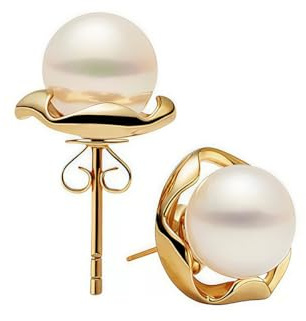 Fanmusic gold earrings for women -Stylish Gold-Plated Pearl Earrings,Hypoallergenic Women's Stud & Dangle Earrings，Ideal for Women Gifts (A-5)