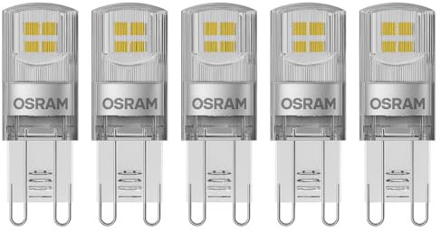 Osram LED Stiftsockellampe, G9 Sockel, 1,9W, Warmweiß 2700K, 5er Pack, 200 Lumen, Nicht Dimmbar, Pin-Form, 220-240V, Klar, 20W Ersatz