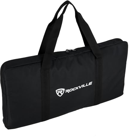 Rockville BAG for 4x SABER STANDS, Compact Carry Bag, Foam Padding, Water-Resistant Nylon, 4 Internal Pockets, for DJs and Event Lighting
