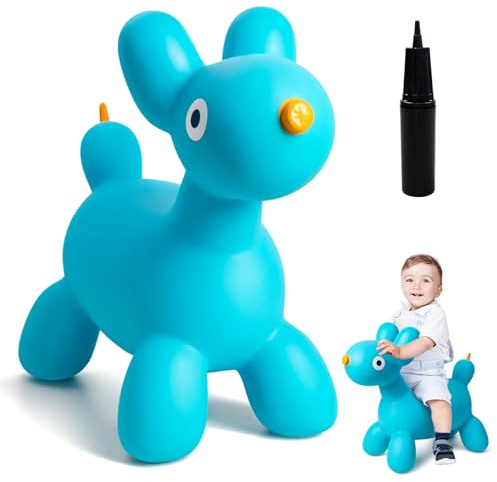 Upper Rider Bouncy Horse Dog Hopper for Toddlers, Bouncy Pals Inflatable Ride-on Animals for Kids, Jumping Horse Hopping Toys Gifts for Boys Girls 18 Months 2 3 4 5 6 Years Old, Blue Balloon Dog