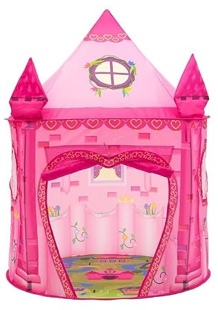 Princesa Castle - Tienda de campaña Plegable para niñas, con Luces de Estrellas, Color Rosa