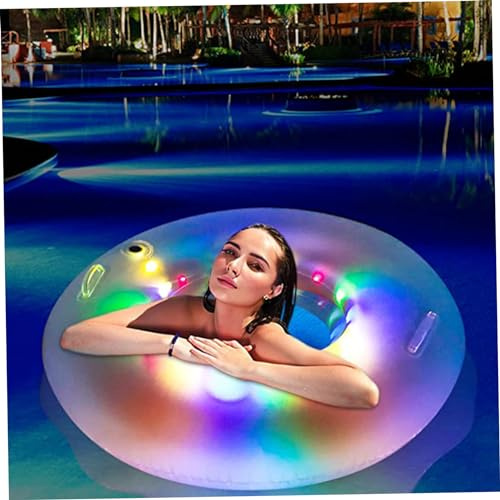 Anello da Nuoto Illuminato Tubo da Nuoto Rotondo in PVC con Maniglia Galleggianti per Piscina Gonfiabili Trasparenti Impermeabili per Piscina Estiva per Festa di Allenamento di, Taglia per Adul