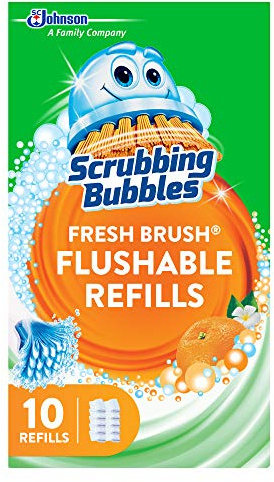 Scrubbing Bubbles Flushable Toilet Bowl Wand Cleaner Refills, Fresh Brush Cleaner Toilet Refill Pads, Removes Limescale & Odors, Citrus Scent, 10 Count (Pack of 1)
