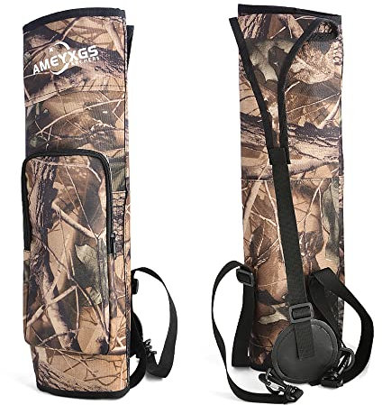 SHARROW Bogenschießen Pfeile Köcher Rückenköcher mit Verstellbarem Schultergurt Pfeilköcher Oxford Pfeil Halter Pfeilköcher für Jagdschießen(Camo)