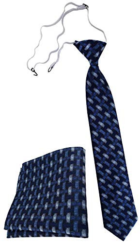 TigerTie Kinderkrawatte Einstecktuch in blau marine dunkelblau - Motiv Flechtmuster - vorgebunden mit Gummizug