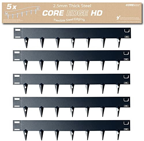 CORE EDGE Heavy Duty Lawn Edging | Flexible Decorative Steel Edging Garden Border Edging Lawn Edging Strip Garden Border with a 150mm face height (Black)