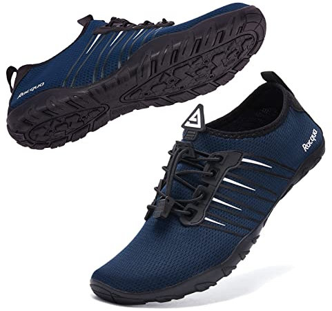 Racqua Wasserschuhe, schnell trocknend, barfußförmig, Wassersport, Strand, Pool, Schwimmen, Surfen, Tauchen für Männer und Frauen, Hd102eu Navy, 45 1/3 EU