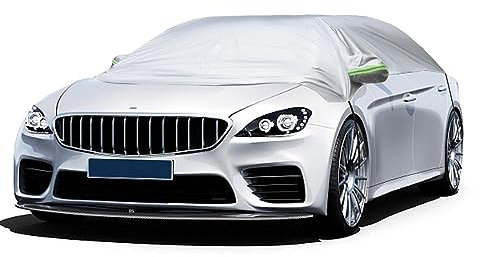 Halbgarage für Auto SUV Ninonly Halbgarage Auto Wasserdicht Für SUV Outdoor Halbgarage Auto Winter Mit Haken Und Riemen Passend Für Autos Silber (Sedan Up to 4.2-5.4M)