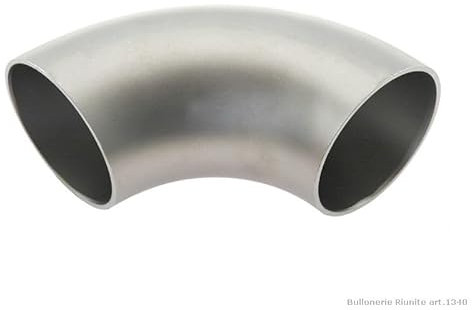 Curva a Saldare in Alluminio Anticorodal 6060 a 90° Da 25 a 71 mm Collettore Auto Moto (Est Ø 40 mm spess 3 mm)