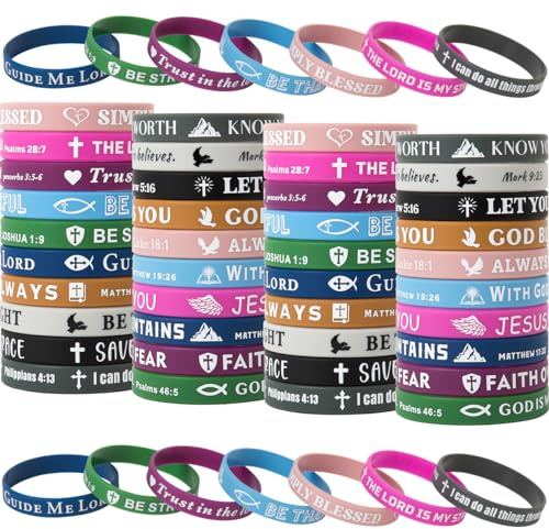 IDREAMBAND Bible Verse Bracelets – 80 Pcs Silicone Bracelets Bulk Jesus Bracelets – Cute Christian Bracelet Colored Wristbands – Comfortable and Lightweight – Perfect Religious Gifts for Men, Women