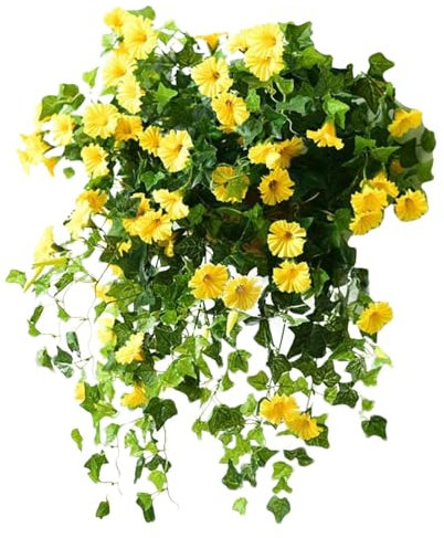Cestas colgantes de flores artificiales | Flores colgantes artificiales para exteriores | Plantas colgantes artificiales petunias flores artificiales para decoración del hogar jardín decoración floral