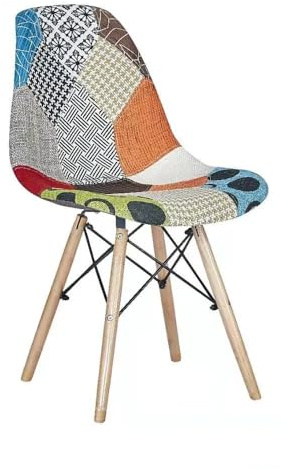 buybuy Sedia Serie Picasso Stile Patchwork Nordico con Seduta in stoffa Imbottita in Spugna Cucita a Mano, Piedi in Legno di Faggio e Metallo, Portata fino a 130kg