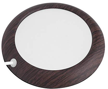 Chauffe-tasse USB en grain de bois - Coussin chauffant pour le bureau, le thé, le café (grain de noyer foncé)