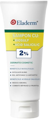 ELADERM Bio-Schwefel-Shampoo 200ml - Seborrhoische Dermatitis, Kopfhaut anfällig für Schuppenflechte, Schuppen, juckende Haut, Entzündet, infektionsanfällige Haut, entfernt Schuppen, fettiges Haar