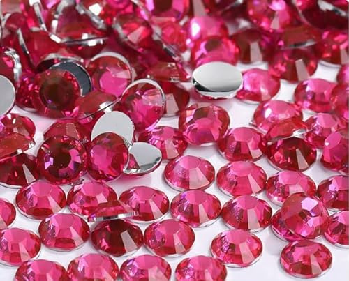 Yixinly 10000 pezzi SS12 3mm strass, pietre glitterate per unghie, cristalli rotondi per unghie, per artigianato fai da te, abbigliamento, cover per cellulare, scarpe, borse (Fucsia)