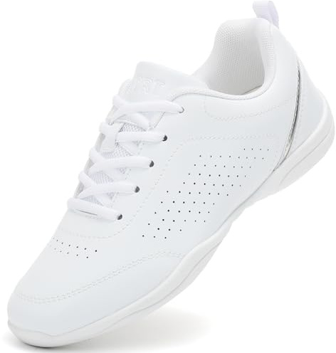 Kvwqoty Cheerleading Chaussures De Pom-Pom Girl Cheerleader Cheer Chaussures de Danse à Lacets pour Femme et Fille Gymnastique Yoga Jazz Compétition Blanc 41