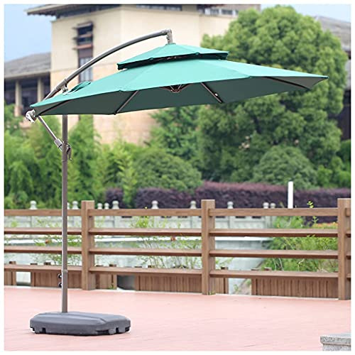LSLYTQ Outdoor Patio Offset Market UmbrellasGarden Parasol Umbrella, 270cm Aluminum Alloy Ribs Cantilever Parasol Breathable Double Top, Beach Parasol for Garden Balcony Patio (Green) good