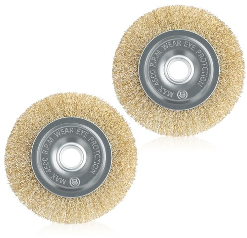 2Pcs RAC814 Wire Brush Replacement for R-yobi Patio Cleaner, Wire Wheel Brush with Arbor Hole for RY18PCA-0, OPC1800/1815,EFB400/401,More -Ideal for Cleaning Rust,Grout,Joints&Debris (115x16x10mm)