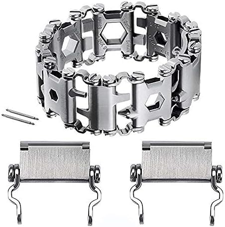SINGEAR Stainless Multitools Bracelet for Men, Transform into Watch Band, 29 in 1 Survival Hiking Camping Travel Friendly Multitools Wearable Bracelet with 22mm Connectors