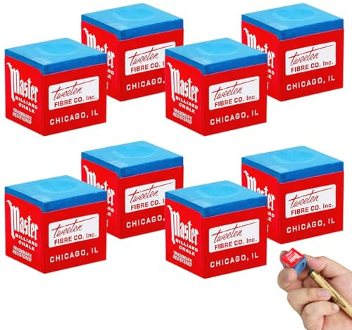 YIPFEN 8 Stück Rutschfeste Pool Queue Kreide, Billardkreide, Queuekreide, Billard Zubehör, Premium-Queue-Kreide-Set für Profi- und Heimspieler(Blau)