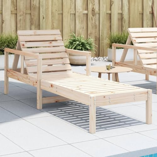 Nqyjm Bagno di sole con schienale regolabile, chaise longue 199,5x62x55 cm in legno massello di pino lettino da spiaggia Relax da esterno per giardino, terrazza, balcone, campeggio