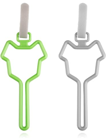 Hopzab 2PCS Dog Poop Bag Holder Clip, Hands Free Waste Bag Dispenser, Sturdy Polyethylene Leash Accessory for Outdoor Dog Walking, Green and Grey