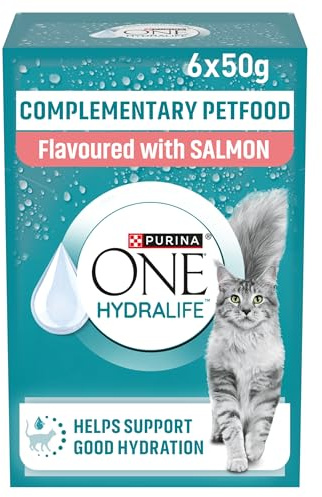 PURINA ONE HYDRALIFE Cat Hydration Drink | for adult cats | flavoured with salmon | 6 x 50g pack of 8