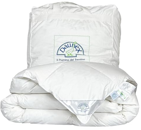 Daunex Bettdecke für Doppelbett, 250 x 220 cm, 100% sibirische Gänsedaunen, antiallergisch und milbendicht, maschinenwaschbar, Made in Italy, Modell: Courmayeur Warm