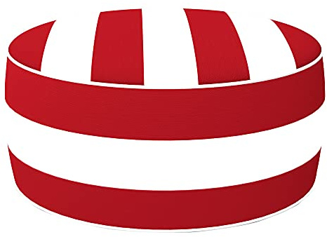 Aufblasbarer Sitzsack, Outdoor-Sitzsack, aufblasbarer Fußhocker, Ø53x23 cm, rot gestreiftes Design, wasserdichter Stoff, belastbar 100 kg, Gartenmöbel für draußen, Aktive