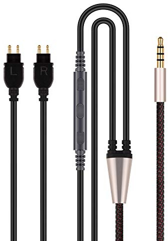 HansnBy Audiokabel-Ersatz – kompatibel mit Sennheiser HD525 HD545 HD565 HD580 HD600 HD650 Kopfhörer und kompatibel mit iPhone mit integriertem Mikrofon und Lautstärkeregler