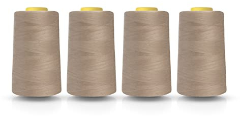 Realm Filo di poliestere per macchina da cucire overlock, 4.5000 m, bianco, nero, naturale, blu navy, rosso, grigio (beige)