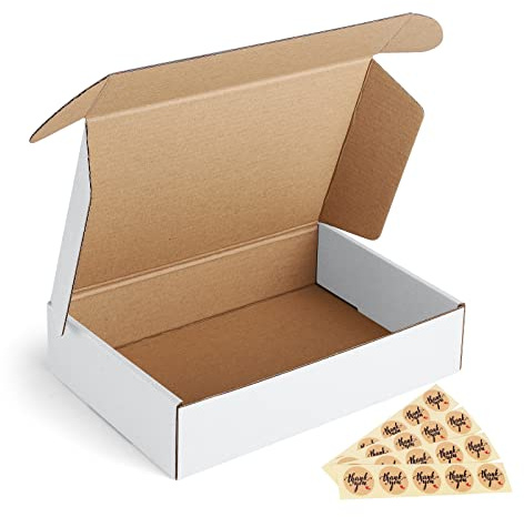 Eupako 9x6x2 Shipping Boxes Small Corrugated Cardboard Box - 25 Pack White Mailing Boxes for Packaging Small Business, Mailer Box