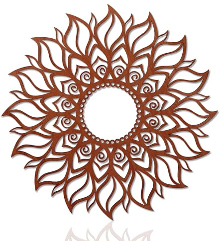 Arte da parete spirituale in legno - doppio strato a forma di sole - marrone