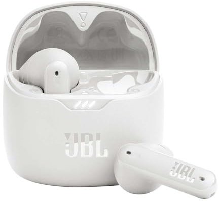 JBL Tune Flex TWS, Auriculares In Ear inalámbricos con cancelación activa del ruido, graves potentes, resistencia al agua IPX4, 8 a 24h de batería, estuche de carga, blanco