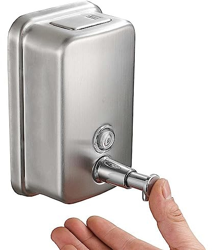 Langlebiger kommerzieller Wand-Seifenspender aus Edelstahl mit großer Kapazität für Handseife, Anti-Rost-Design, perfekt für Badezimmer, Hotels, Restaurants oder den Heimgebrauch (gebürstetes Silber)