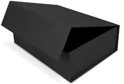 Verpackungswelt Geschenk-Box mit Deckel | 31 x 22 x 10 cm | Geschenk-Karton mit Magnet-Verschluss | Perfekt für Geburtstag, Hochzeit, Weihnachten, Geburt | Geschenk-Verpackung in Schwarz Natur