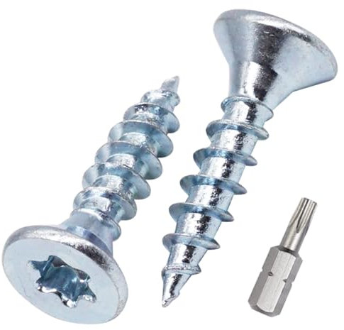 SKIR'CO (100 pz.) Viti per legno in acciaio zincato 4,5 x 20 mm, testa Torx, testa svasata, viti per truciolare, completamente filettate