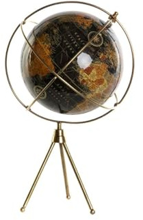 Home ESPRIT Globo Terraqueo Amarillo Marrón Negro Vintage 25 x 25 x 42 cm (2 Unidades)