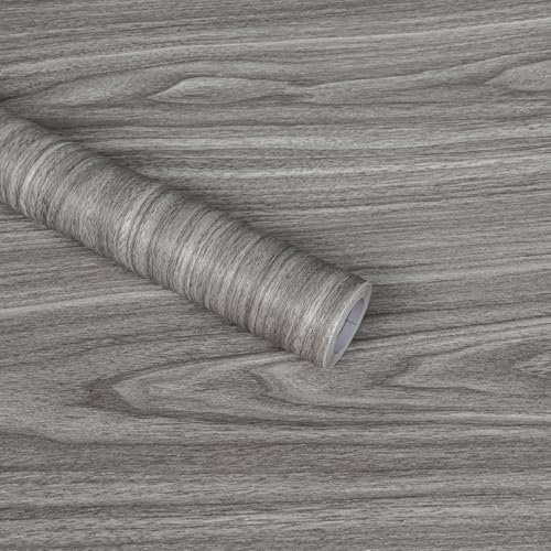 Abyssaly Klebefolie Möbel Holzoptik, Vintage Möbelfolie Holzoptik Grau, Wasserdicht Selbstklebende Folie für Möbel Fensterbank Schränke Tische Möbelaufkleber 30x200cm