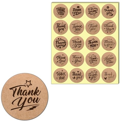 500 Pezzi, 50 mm - Adesivi Thank You Grandi, Grazie Stickers Adesivo Etichette Adesive - 20 Disegni