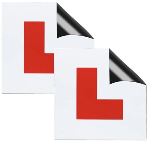 Extra Thick Magnetic L Plates for Cars UK (Pack of 2) – No Blow-off, Easy to Apply, No Paint Scratches – Fully Magnetic L Plates for Learner Drivers, and Durable, Fully Magnetic L Plates, UK Approved