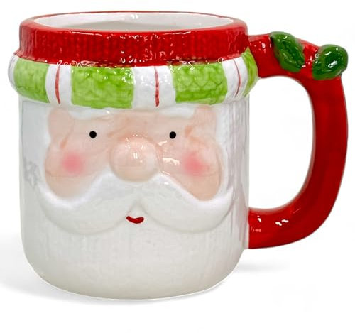 MIJOMA Weihnachtstasse – Bezaubernde Keramik-Tasse mit weihnachtlichem 3D-Design – Perfekt für Heiß- & Kaltgetränke – 300ml – Teetasse Kaffeebecher und Küchendekoration (Weihnachtsmann)