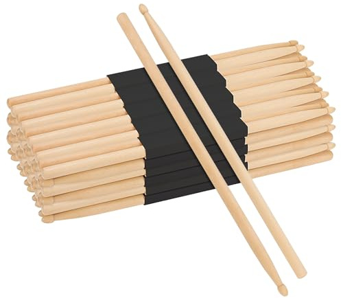 MANCHAP Paquete de 30 pares de baquetas 5A, baquetas con punta de madera para batería, práctica, rendimiento