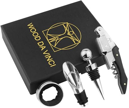 Wine Bottle Opener Set – Stainless Steel Corkscrew, Wine Stopper, Drip Ring, and Wine Pourer in a Stylish Gift Box – Perfect Wine Accessories for Enthusiasts & Gifts