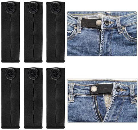 6 PCS Adjustable Waist Extender, 8.2x2.5cm, Elastic Button Extender Pants Waist Extension for Trousers Jeans Pregnant Trousers
