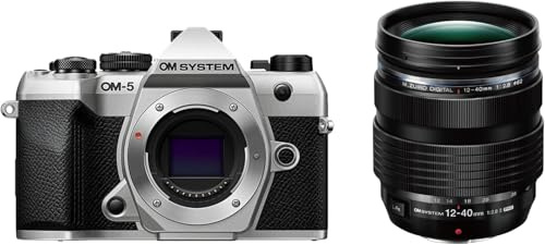 OM System OM-5 Mark II Cámara MFT con M.Zuiko Digital ED 12-40 mm F2.8 Pro II, 20MP, Estabilización 5 Ejes, IP53, 50MP Handheld High-Res Shot, Plata