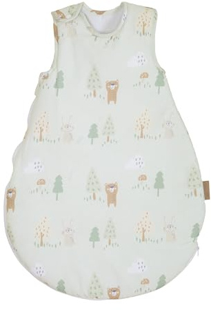 roba Babyschlafsack Woodland Buddies 70 cm - Schlafsack ganzjährig aus Baumwolle für Babys - Atmungsaktiv & hautfreundlich - Ohne Ärmel - Tier Motiv - Pastell Grün